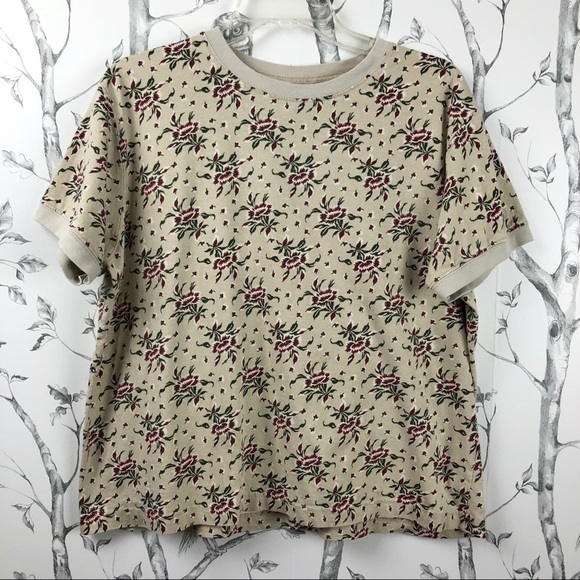 Vintage 90s L.L. Bean boxy floral cream tee - Picture 3 of 7
